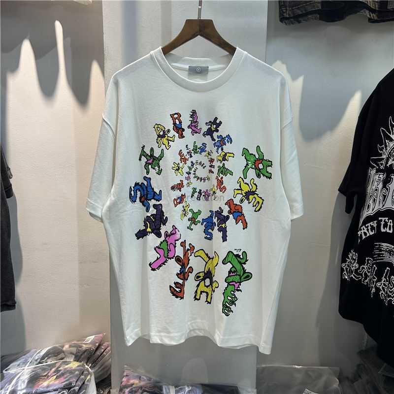 

Designer Fashion Clothing Tees Tshirts Hellstar Studios Creative Rotating Letter Little Bear Print Short Sleeve Men's Hip Hop Loose T-shirt Trend Rock Hip hop, Black