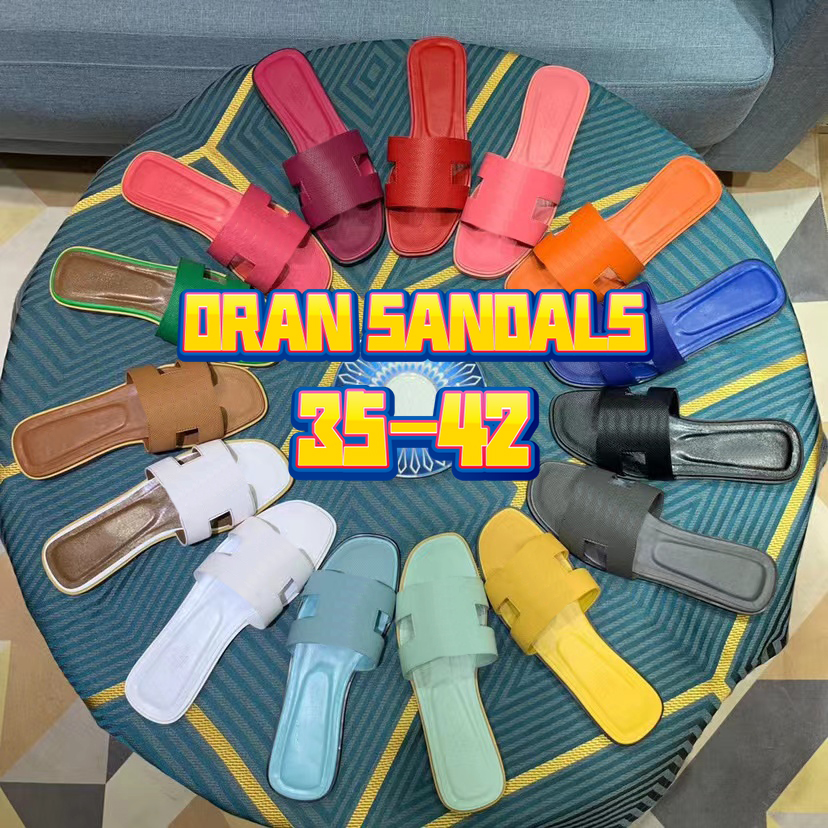 

Luxury Designer Oran Slippers Women Leather Slippers Flat Fashion Summer Flat Shoes Fashion Beach H Letter Sandals Women High Quality Slippers With Box Size 35-42, 21 h slipper