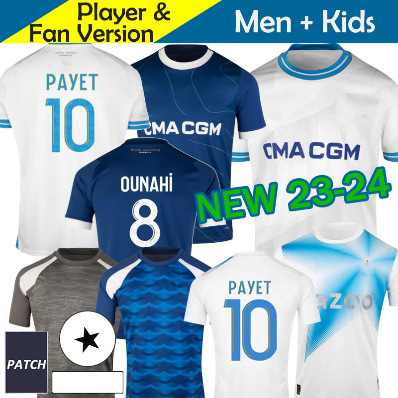 

23 24 Maillot MaRseILles Soccer Jerseys Foot Kids Kit OM Olympique 2023 2024 Football Shirt 30 Year Anniversary Special Player Version Pre Match Set GUENDOUZI ALEXIS, 23-24 away ucl patch