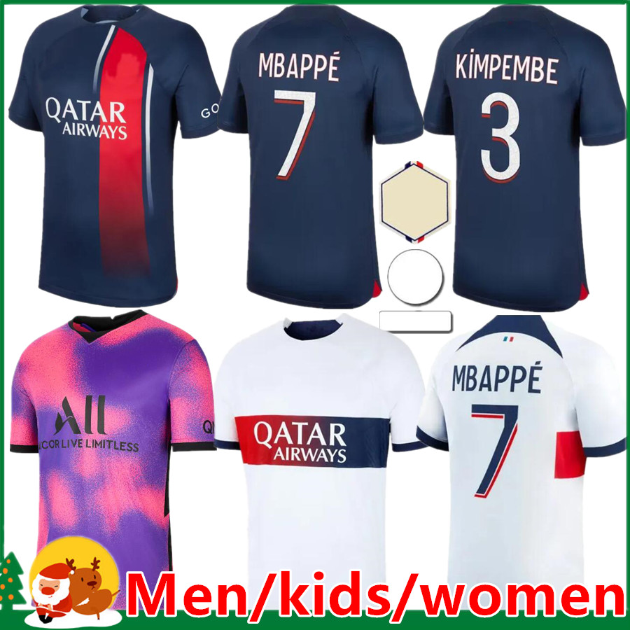 

23 24 MBAPPE soccer jerseys KIMPEMBE FABIAN freNCH DRAXLER 2023 2024 PSGs sports football shirt MARQUINHOS VERRATTI Paris Men women / kids kit Maillots, New 23/24 home