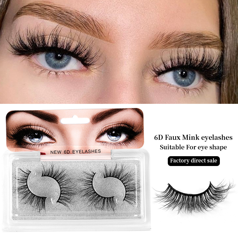 

2Pairs 6d Faux Mink Eyelashes Seamless Band False Lashes Wispy Crisscross Style Lash Extensions Soft Reusable Cruelty Free