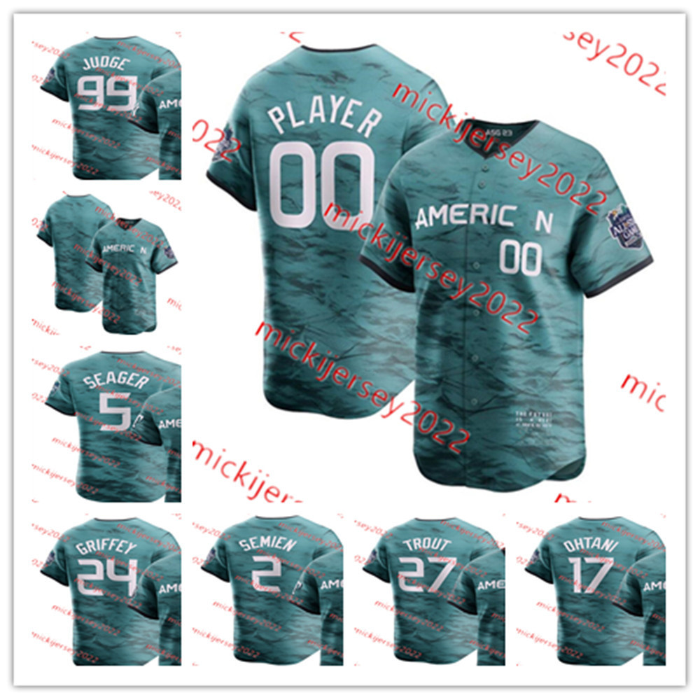 Salvador Perez Maillot de match des étoiles de la Ligue américaine 2023 Adley Rutschman Whit Merrifield Jose Ramirez Bo Bichette Wander Franco Yennier Cano Luis Castillo Maillots