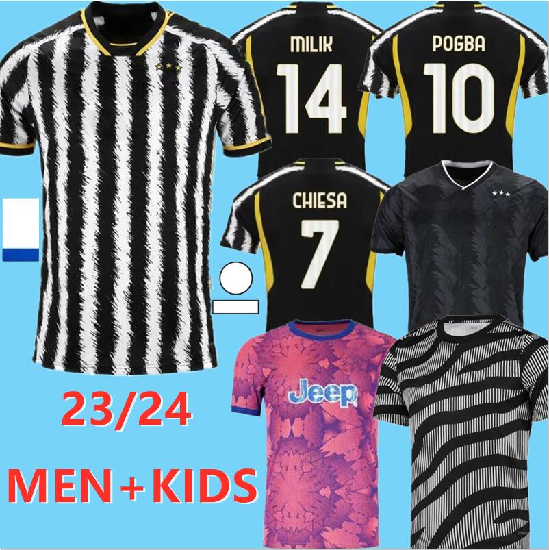 

23 24 juventu soccer jersey home fans player version DI MARIA VLAHOVIC KEAN POGBA CHIESA McKENNIE LOCATELLI top jerseys 22 23 JUVE Kits men Kids unifor