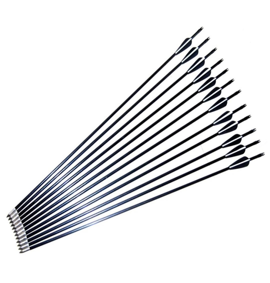 

12pcspack80cm 76cm 74cm 71cm Archery Hunter Nocks Fletched Steel Arrows Fiberglass Hunting Target Practice for CompoundRecurve 8602897