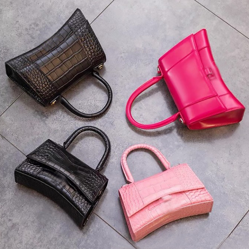 

Hourglass bag Designer Crocodile leather Shoulder Bags Crossbody Black Embossed Women Handbags Luxury Fashion leather with letter B logo totes