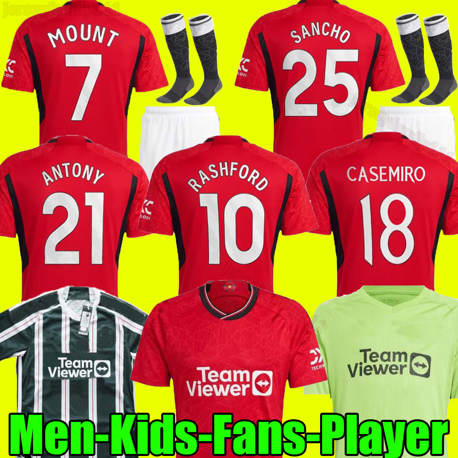 

3XL 4XL 23 24 RASHFORD MOUNT soccer jerseys SANCHO Antony Martinez Casemiro Eriksen 2023 football shirt fans player MANS UTDs B. FERNANDES MANCHESTERS men kids kit, 23 24 home adult