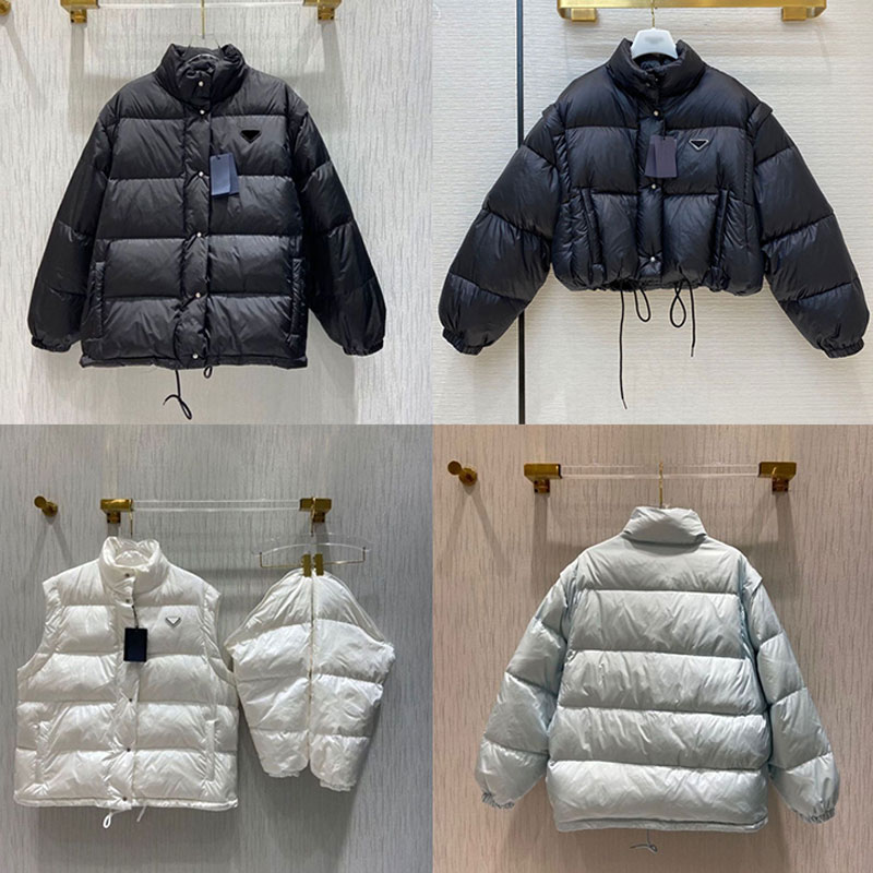 Womens Fashion Down Jacket with Removable Sleeves Winter Cotton Puffer Jackets Parkas with Letter logo Outdoor Jackets Coat Streetwear Warm Cloth-image-882965699