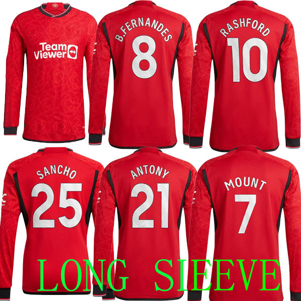

23 24 SANCHO soccer jerseys final B. FERNANDES long sleeve RASHFORD MANS UTDs football shirt 2023 men kit FA ERIKSEN CUP CASEMIRO MANCHESTERS Lancashire MOUNT 7, Home ls+ucl