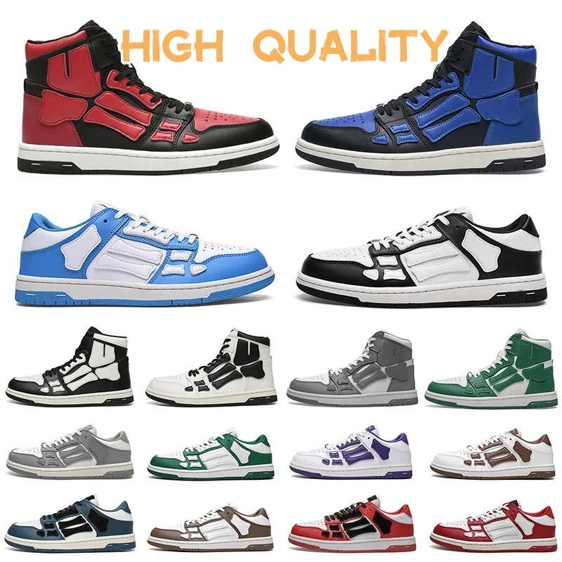 

2023 Designer Casual Shoes Skel Top Low Bones Leather Sneakers Skeleton Blue Red White Black Green Grey Brown Men Women Outdoor Sports Trainers 36-45, 22