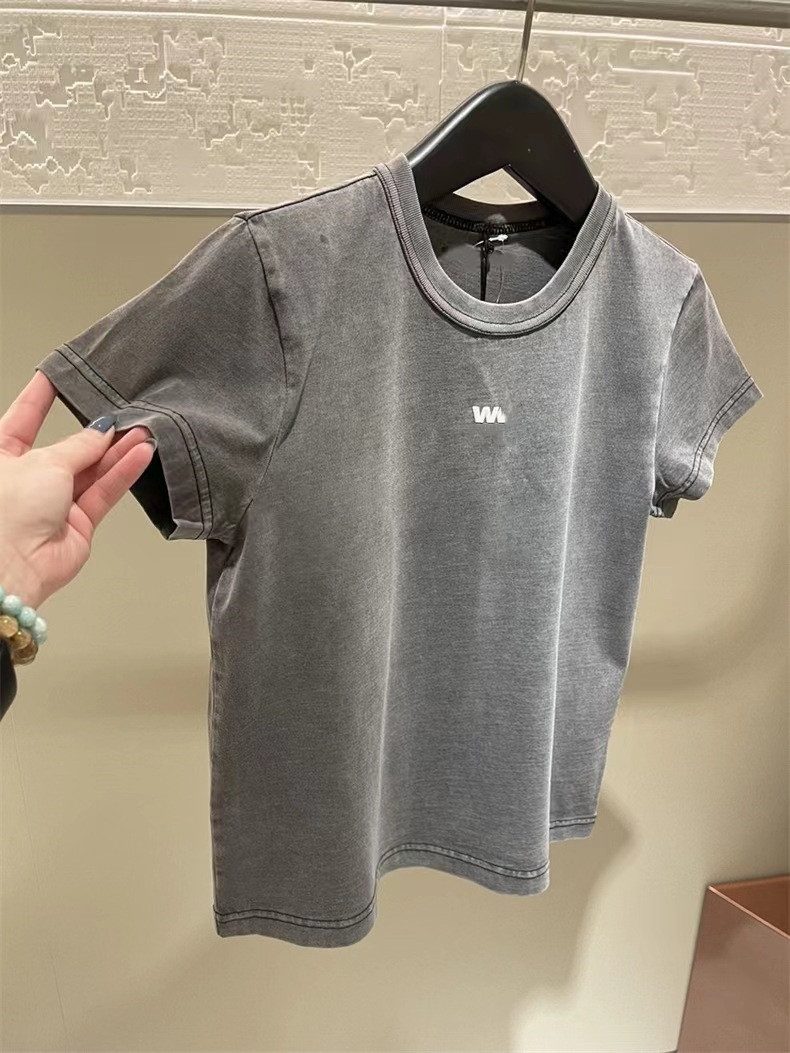 

Women' T Shirts Spring New Waistband Versatile Solid Print Short Sleeve Top T-Shirt