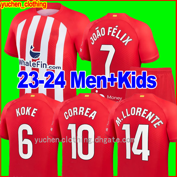 

Atletico Madrids soccer jerseys 23 24 120th anniversary JOAO FELIX 2023 2024 .LLORENTE GRIEZMANN KOKE SAUL Correa LEMAR football shirt men kids kit sets uniforms, 120th kids