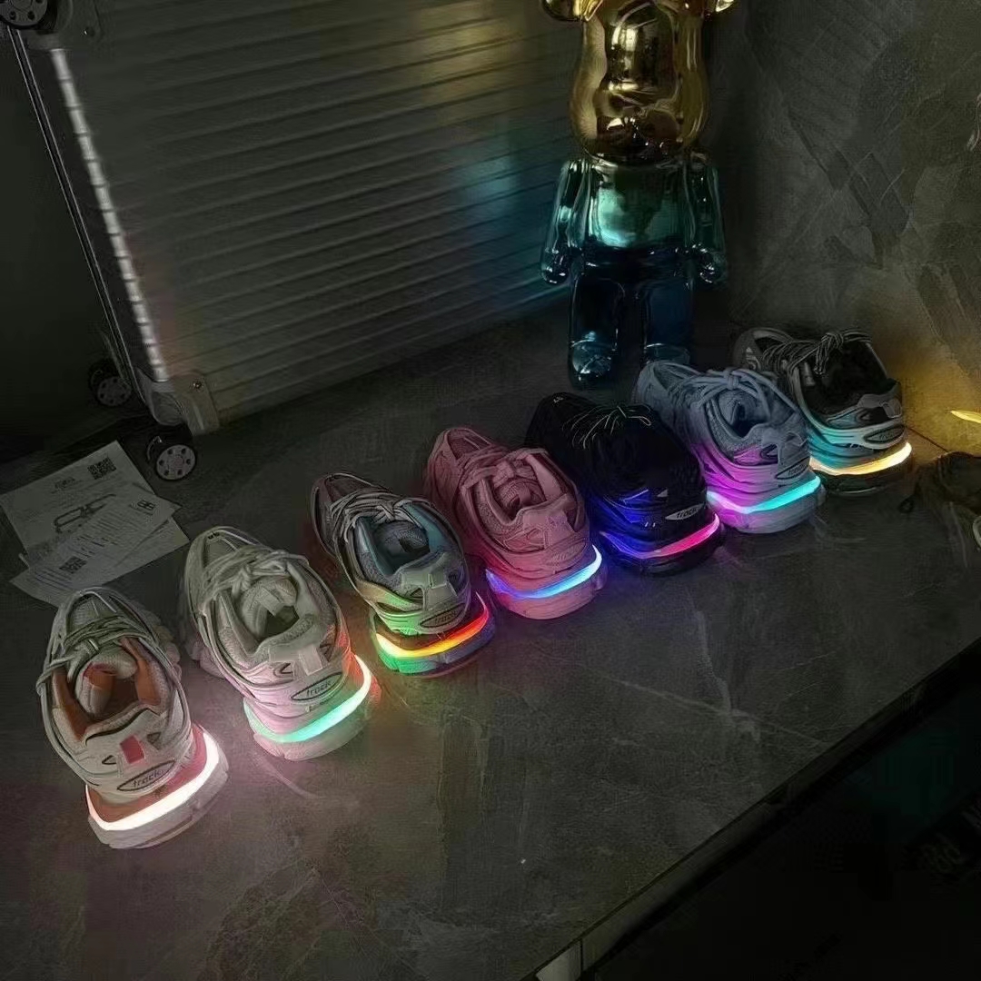 

Track 3 3.0 LED Designer Luxury Women Luxury Platform Running Shoes Bright Goma Leather Nylon Printed Sport Light Sneakers for Men Balencigas Casual Shoes, #13