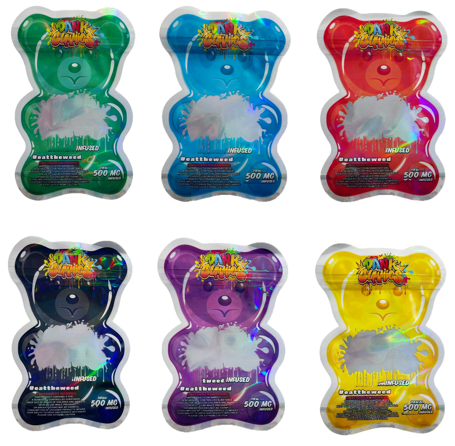 

500mg Dank infused Package bag packing Strong sealing Bags resealable edible Packages aluminium foil Kids Sour gummy candy wholesale