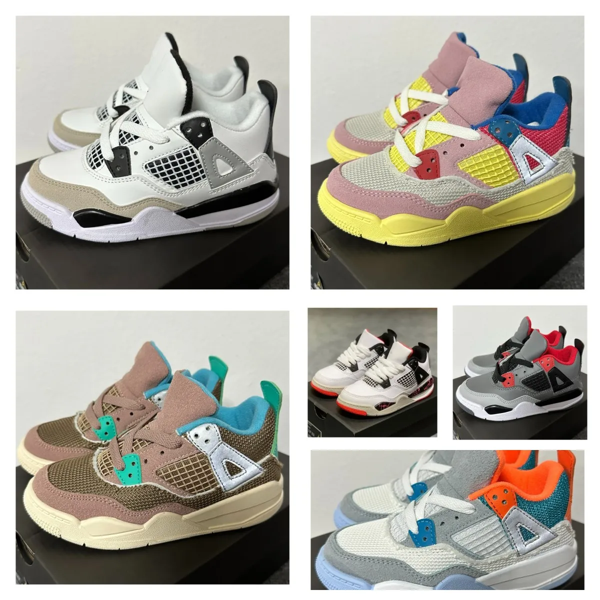 

Jumpman 4 Kids Basketball shoes White black cats Grade school for sale 2023 Bred Fire Red Midnight Navy Boy girl sports shoes US6C-US3Y Size, As photo 7