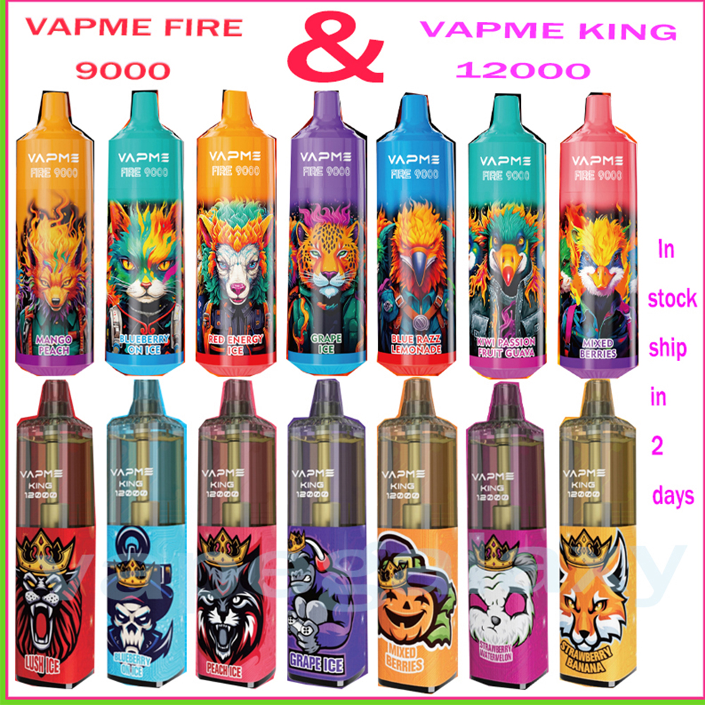 

Original VAPME KING 12K Puffs Disposable Vape Pen VS FIRE 9000 PUFFS Cigarettes 650 mAh Battery Mesh Coil 20ml Prefilled Pod Big Vapor Kit 12 colors SIDIA 12000