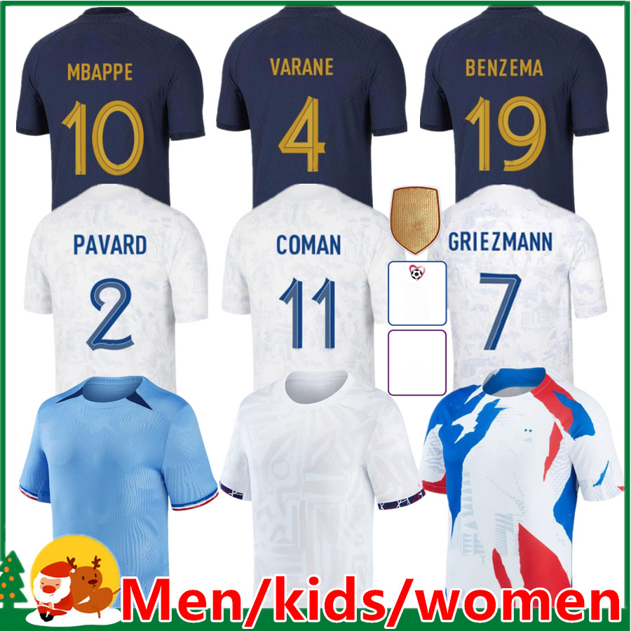 

French club Full Sets 2023 BENZEMA soccer jerseys 2024 GIROUD MBAPPE GRIEZMANN SALIBA PAVARD KANTE Maillot de foot equipe Maillots Men women / kids kit football shirt, World home