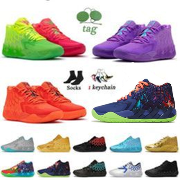 

With Box MB.01 Rick And Morty Basketball Shoes for sale LaMelos Ball Men Women Iridescent Dreams Buzz City Rock Ridge Red Galaxy Not From Here Kids, Cream-galaxy