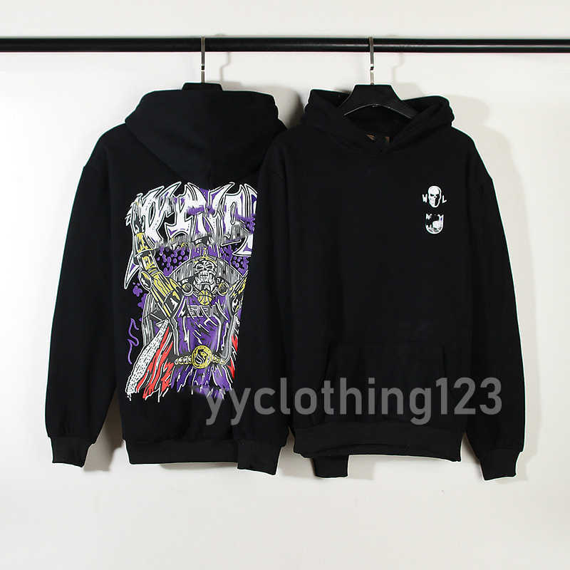

Male and female parody Skull King printed hoodie American high street hip hop sports hoodie trend kaneyees designer personality 23ss, Black