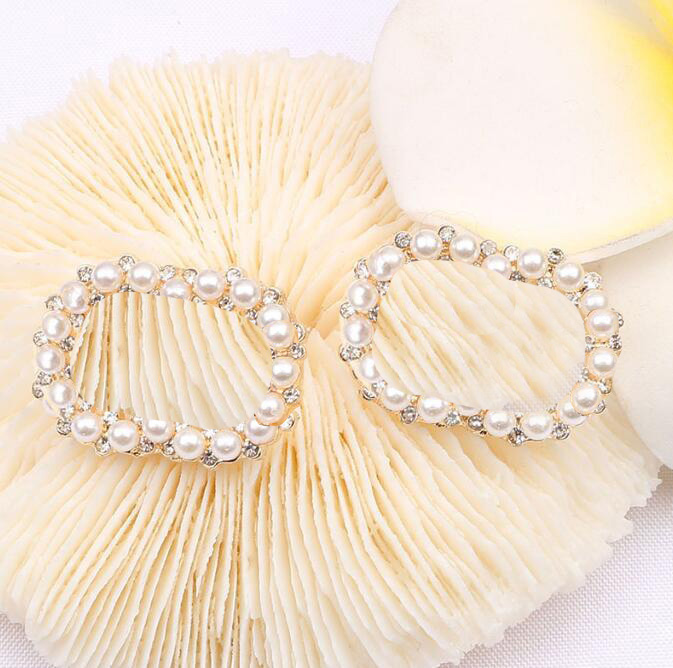 

Fashion 18K Gold Plated Luxury Brand Designers Double Letters Stud Geometric Full Crystal Rhinestone Pearl Earring for Women Wedding Party Jewerlry Gifts