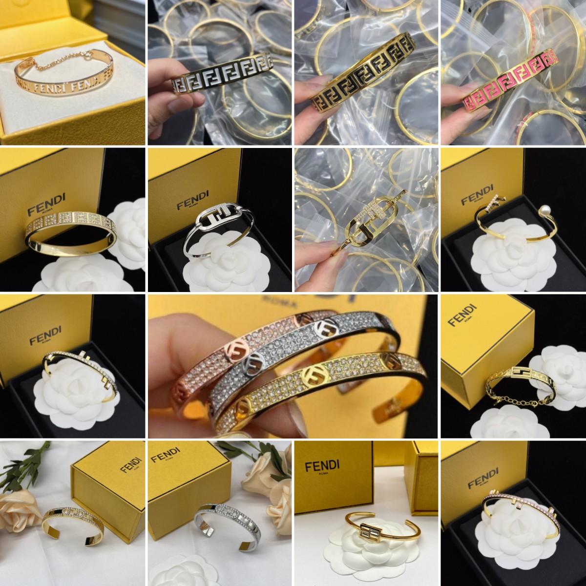 Bracelet Luxury Bangle Designer F Letter with Full Diamonds Titanium Steel Bangles with Gift Box S6661
