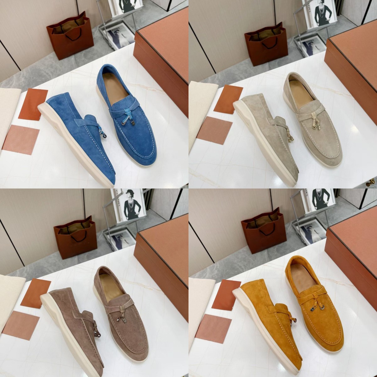 

women Flat Dress shoes 100% Authentic cowhide Metal buckle designer shoes Lady leather letter casual shoe Mules Princetown Men Trample Lazy Loafers Large size 35--4