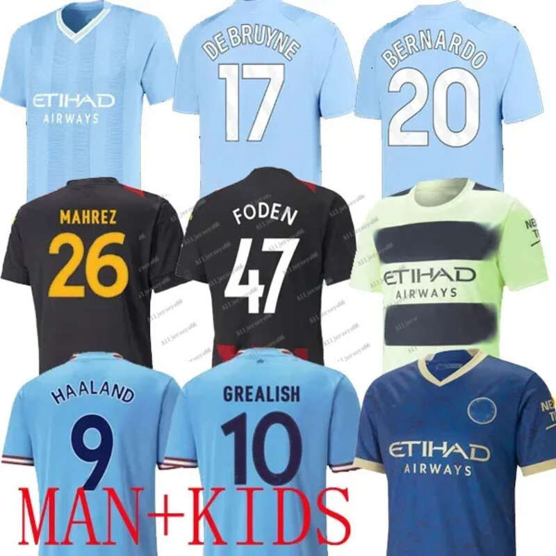 Haaland New Soccer Jersey 22 23 24 De Bruyne Phillips Mans Villes greals Sterling Ferran Mahrez S Foden 2023 2024 Uniformes de chemises de footba