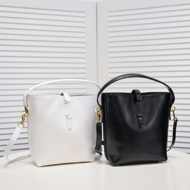 

Designer bag woman Genuine leather handbag Drawstring tote purse fashion shoulder crossbody bags, Black