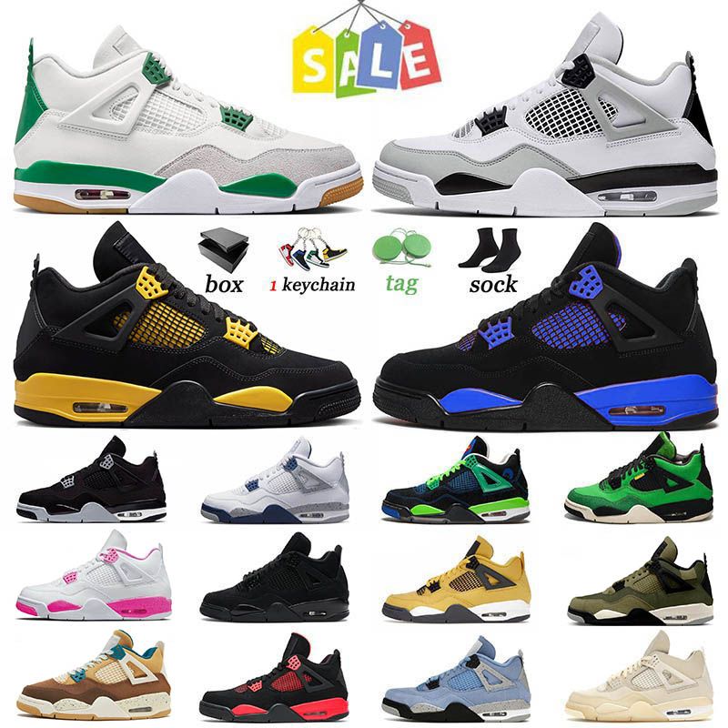 

Hotting Selling 4 Top Fashion Jumpman 4s Basketballs Shoes Jordn4s. White Oreo Women Military Black Cat Pine Green Men Trainers Red Thunder tavis scoot Sport Sneakers, D23 kaws grey 40-47