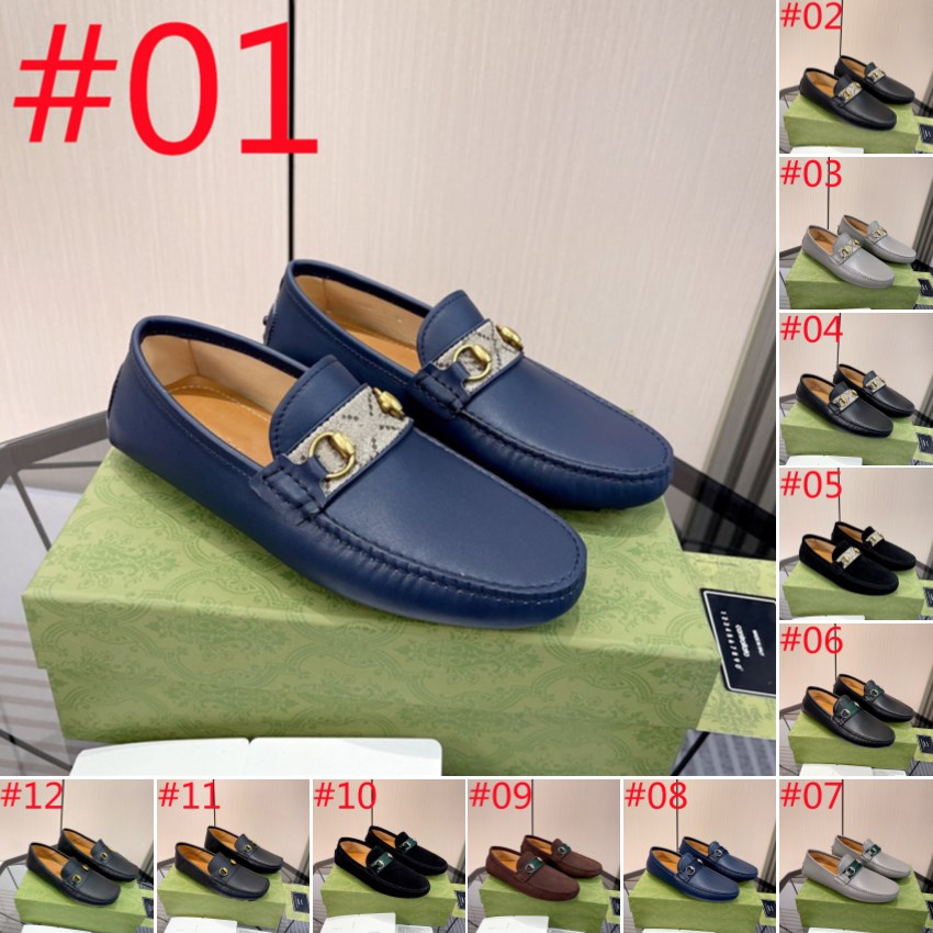 

2024 Spring Autumn Designer Men Loafers Shoes High Quality Soft Moccasins Genuine Leather luxurious Dress Shoes Blue Black Slip On Wedding Office Walk Driving Shoes, #09