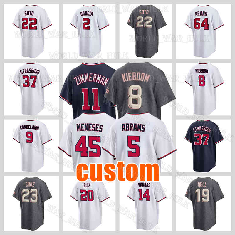 

45 Joey Meneses Jersey 5 CJ Abrams Baseball 11 Ryan Zimmerman Washingtons 9 Jeimer Candelario 8 Carter Kieboom Stephen Strasburg Lane Thomas Nationals Victor Robles, Men new jersey(g m)