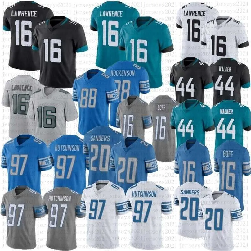 

Travon Walker 16 Trevor Lawrence football jersey Men 97 Aidan Hutchinson 85 Tim Tebow 20 Barry Sanders 16 Jared Goff 88 T.J. Hockenson, As