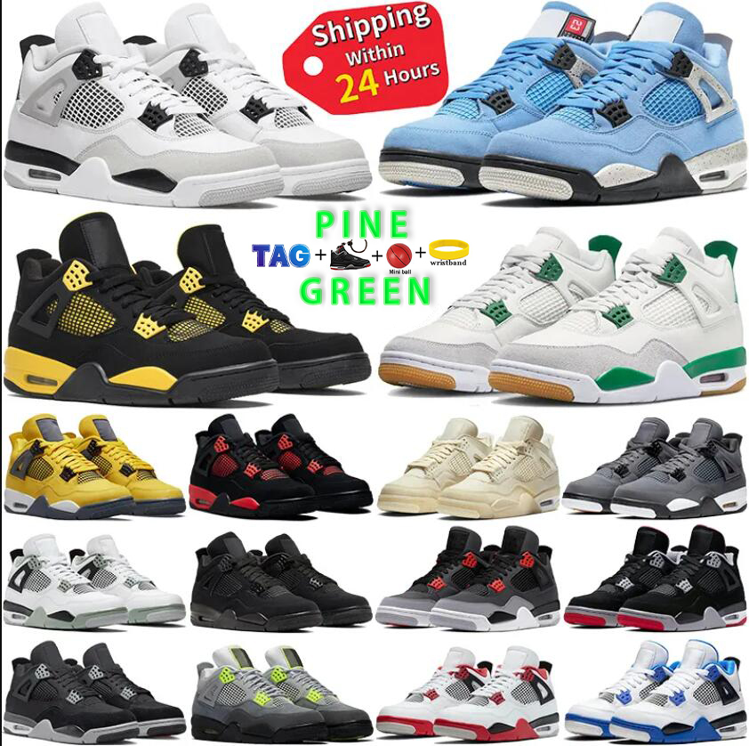 

Mens Womens Shoes Top quality Jumpman 4 4s Basketball Designer Shoes University Blue White Oreo Black Cat Black Canvas Sail Red Thunder Infrared Sneakers, Pine green