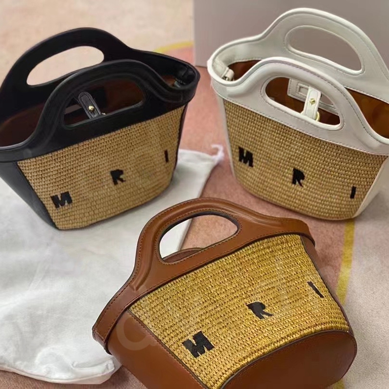 

Lady Tropicalia Micro Bag Leather Raffia marni Designer Women Summer Beach Tote Hasp Closure Handbag Hardware Crossbody Straw Weave Shoulder Bags Casual Totes