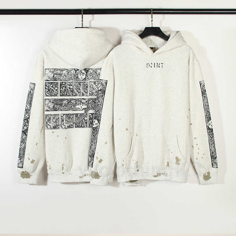 

man and woman lovers hip hop do old destroy wind print casual sports hoodie hoodie trend kaneyees designer personality, Ivory