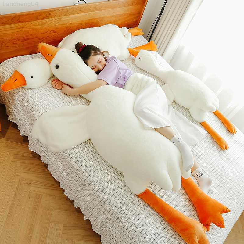 Stuffed Plush Animals 90-190cm Lovely Big White Goose Throw Pillow Plush Toy Big Goose Doll Sleep on Bed Birthday Gift Girl L230707-image-883598775