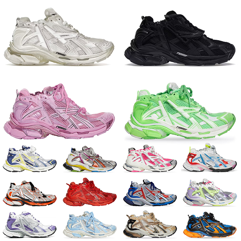 

Track Runners 7.0 Women Mens Designer Casual Shoes Leather Free White Black Platform Sneakers Brand Graffiti Deconstruction Tracks Trainers Runner 7 Transmit sense, C17 blue orange black 35-45