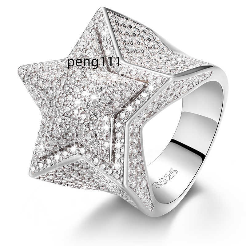 

Hiphop Men Women Fine Jewelry Iced Out Gold Plated 925 Sterling Silver VVS Moissanite Diamond Star Ring With GRA Certificate