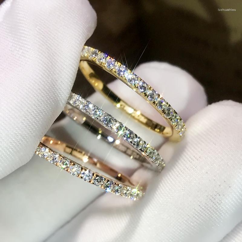 

Cluster Rings Eternity Female 925 Sterling Silver Ring Simulated Diamond Cz Engagement Wedding Band For Women Men Party Jewelry