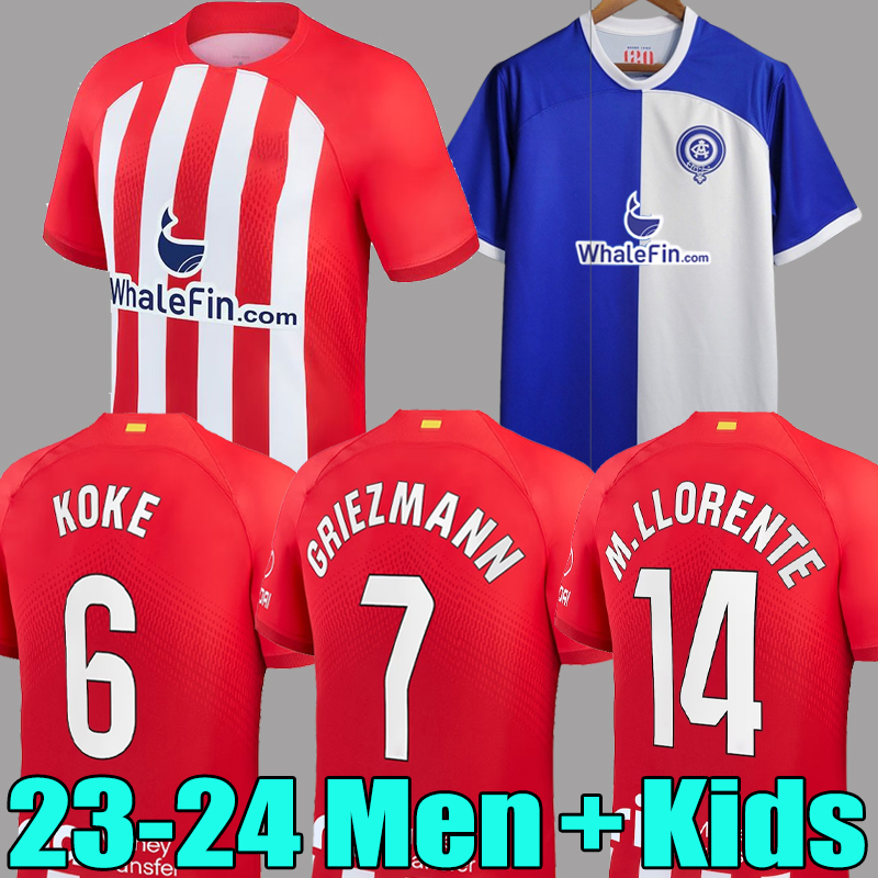 

23 24 Atletico MORATA Madrids soccer jerseys JOAO FELIX 2023 2024 M.LLORENTE GRIEZMANN KOKE SAUL Correa LEMAR football shirt men kids kit sets uniforms, Kids 23-24 away