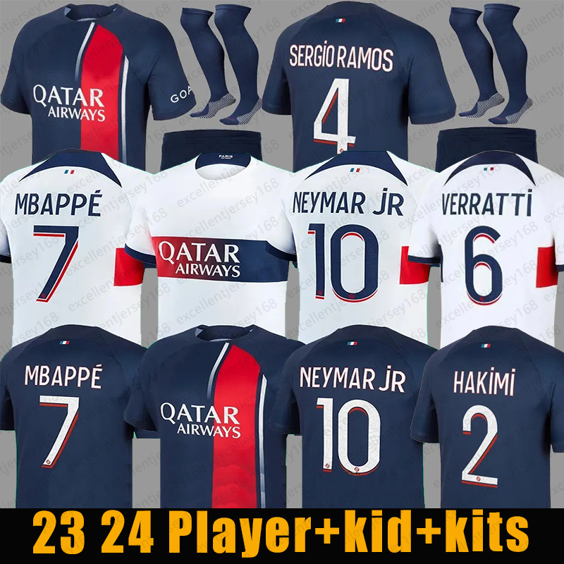 

23 24 MBAPPE Soccer Jerseys HAKIMI SERGIO RAMOS VERRATTI DANILO PSGS SANCHES 23 24 Maillots Football Shirt Men Kids Kits Sets Uniform Enfants Football Jerseys, 23 24 home