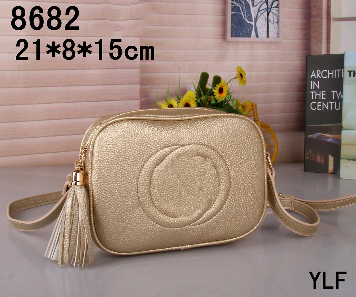 

New Day Packs Embroidered logo small square bag in stock with zipper, soft surface, single piece Korean version inner patch pocket, cute small shoulder bag, Gold 8682