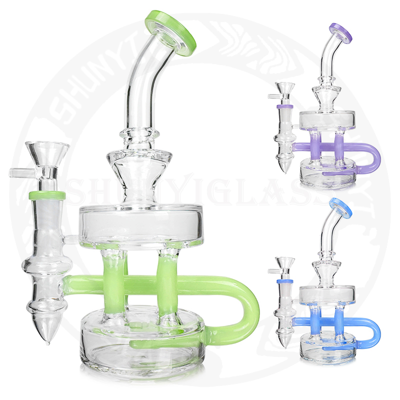 

Shunyi glass 9 inches classic recyler hookah Dab rig smoking water pipe 14.4 mm joint for tobacco shisha