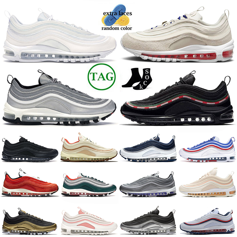 

97 Triple White Running Shoes Silver Bullet 97s Cork Black OG Mens Womens The Future Persian Violet Red Leopard Bred Reflective Blue Laser Pink Men Sneakers, D2 bleached coral 36-40