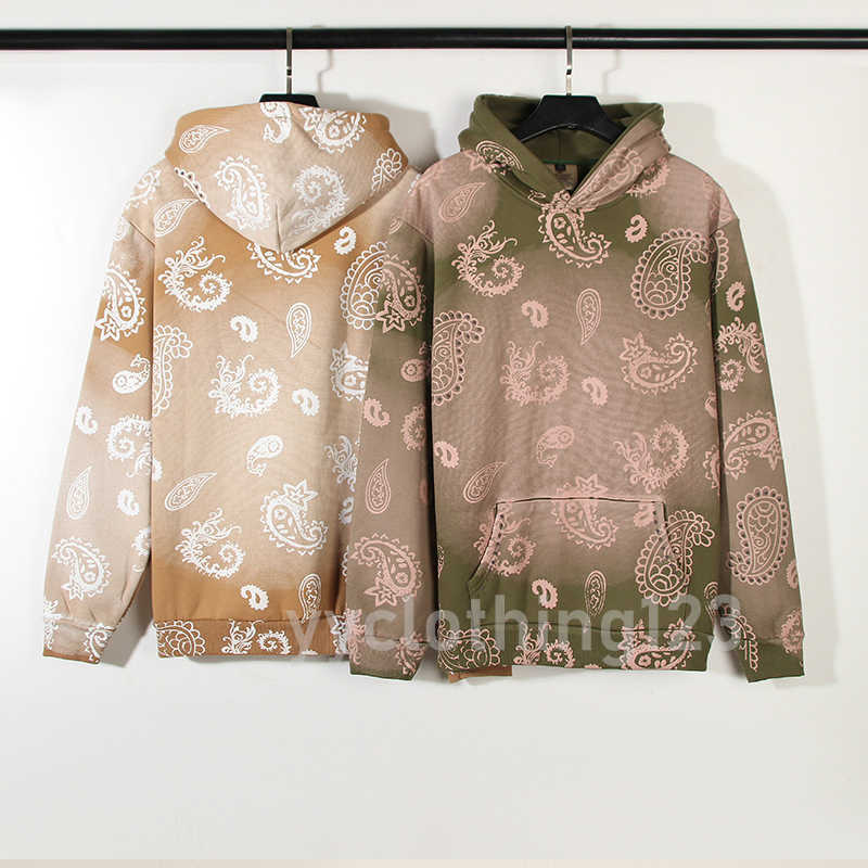 

Male and female couples style high street hip hop cashew flowers full print vintage mud prints do old hoodie hoodie trend kaneyees designer personality 23ss, Khaki