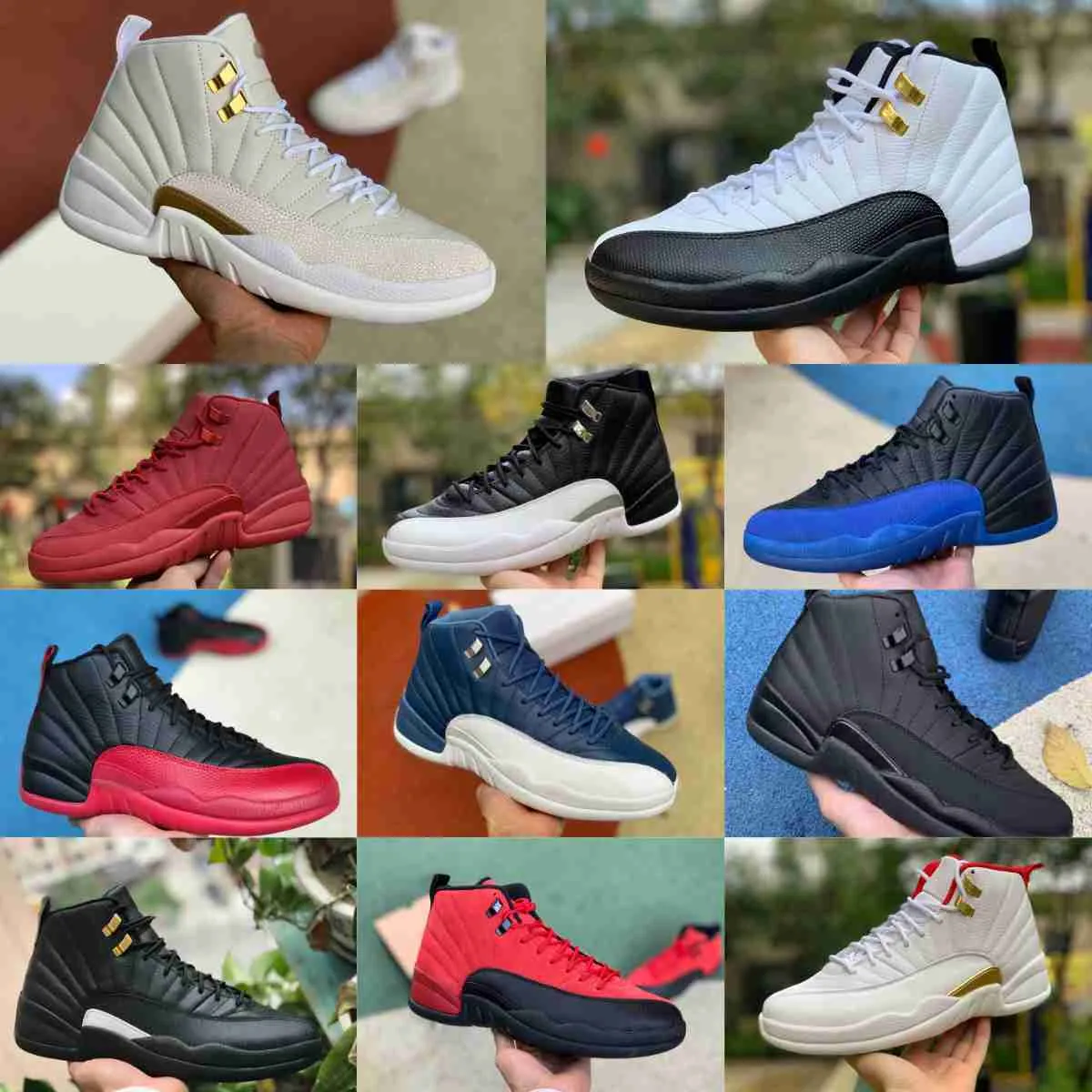 

Jumpman OVO White 12 Mens High Basketball Shoes 12S Utility Grind Twist Gold Indigo Flu Game Dark Concord Royalty The Master Taxi Fiba Gamma, Triple black