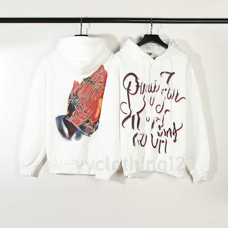 

Men and women with American High Street Travis praeying handss loose hoodie Hip hop sports hoodie trend kaneyees designer run 23ss, Ivory