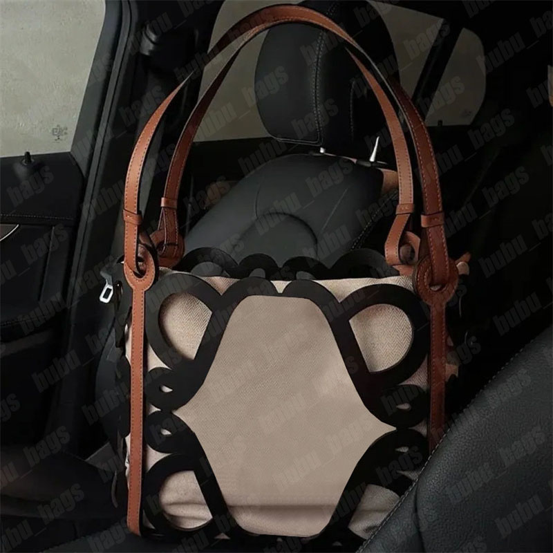 

Hollow Basket Bag Women Men Designer Totes Canvas Inner Handbags Anagram Bucket Bags Woman Designers Shoulder Bag Beach Shopper Tote, Black