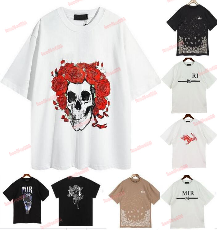 

Summer Mens T Shirts Womens Amaris Designer Printed Tops Tees Fashion Man T-shirt Quality Cotton Casual Short Sleeve Luxury Hip Hop Streetwear Tshirts Amiris White, W111