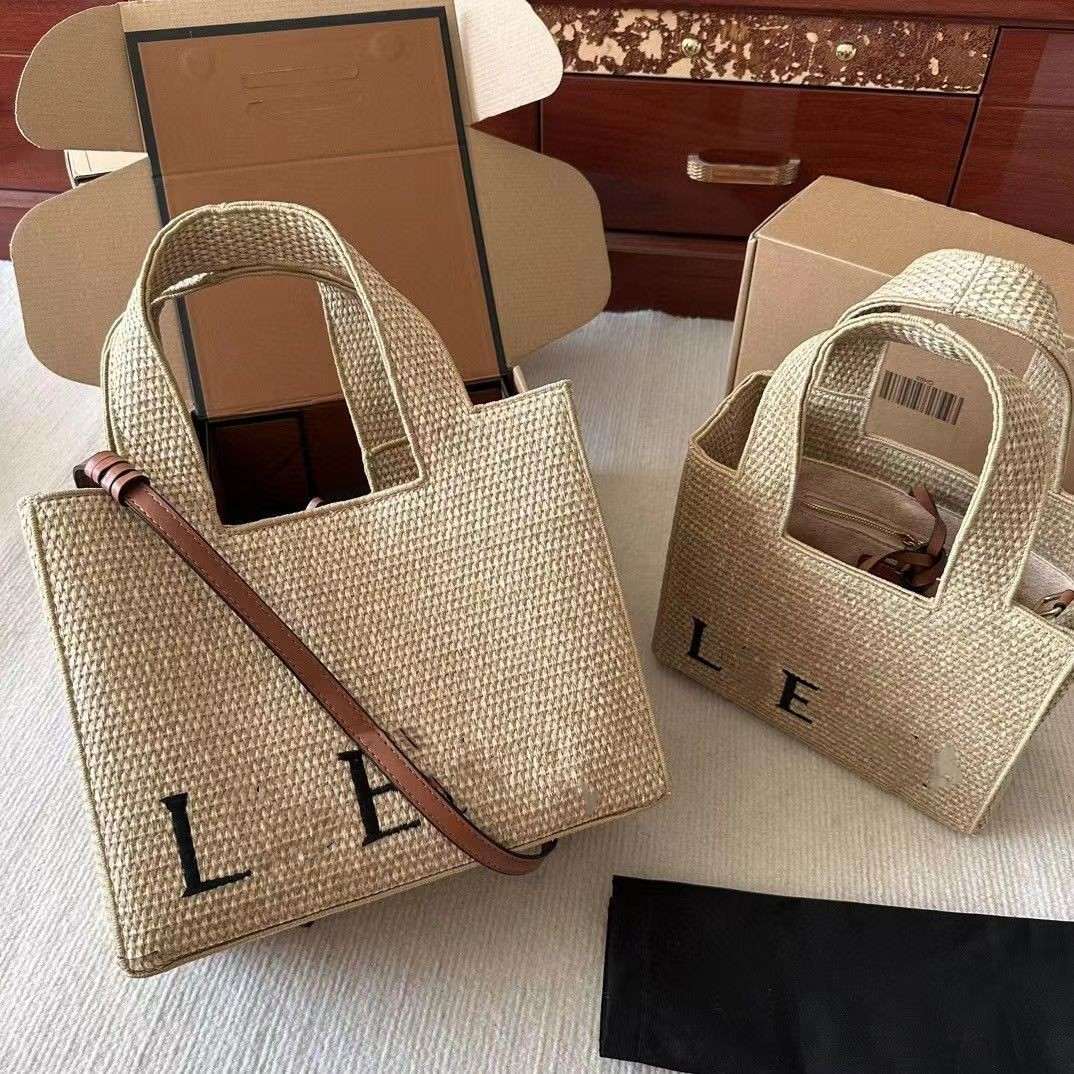 

Women Anagram Raffia Basket Straw loewees Bag Iraca Palm and Leather Designer Hand Woven Cross Body Open Beach Handbag Ladies Summer Weave Shoulder Bags Tote, The same as original