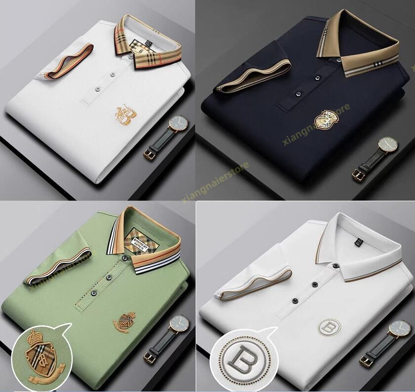 

Designer Polo Mens Polos burbrery High end TB letter embroidery High quality pure cotton men Tshirt Striped lapel and Striped Short Sleeve Bur Classic Casual Shirt, Cu1